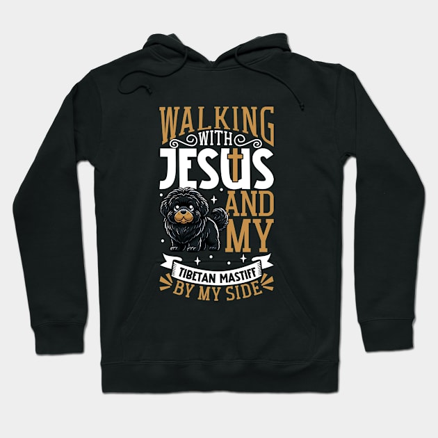 Jesus and dog - Tibetan Mastiff Hoodie by Modern Medieval Design